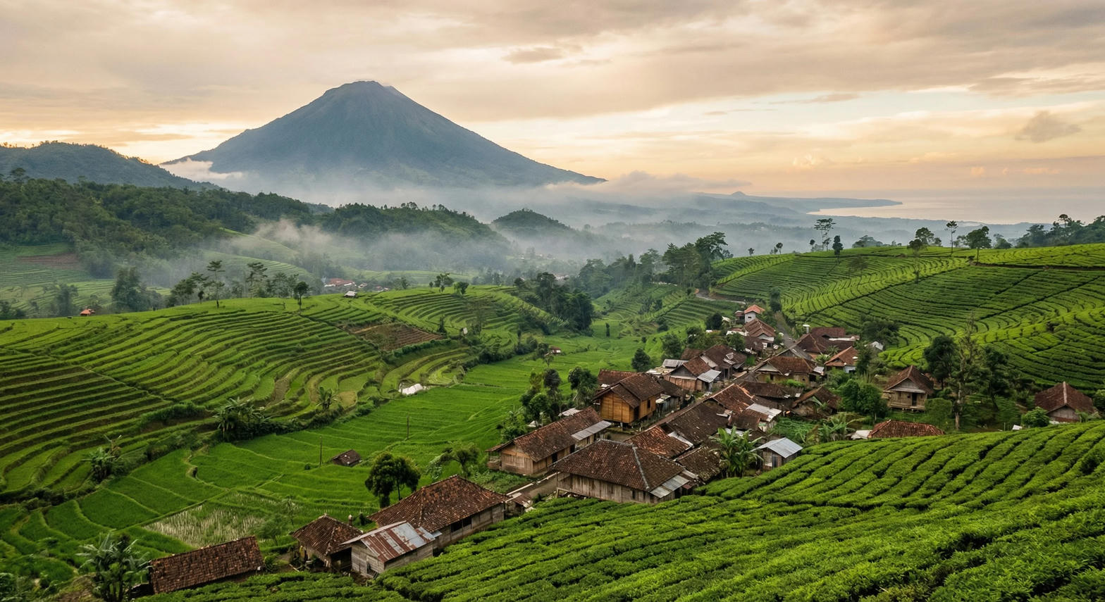 Hamparan batang kering di kawasan Papandayan